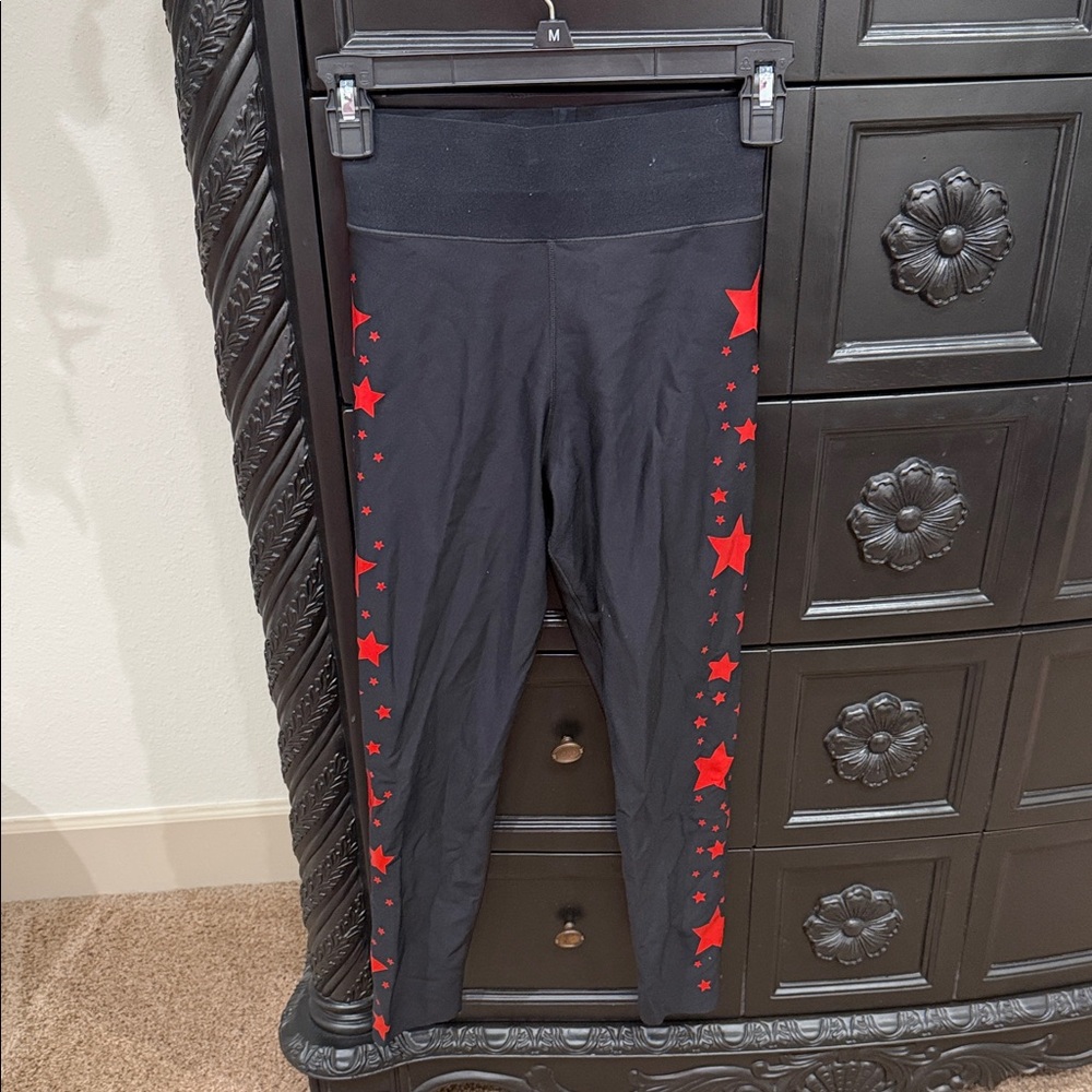 Ultracor Black Leggings with Red Star Pattern